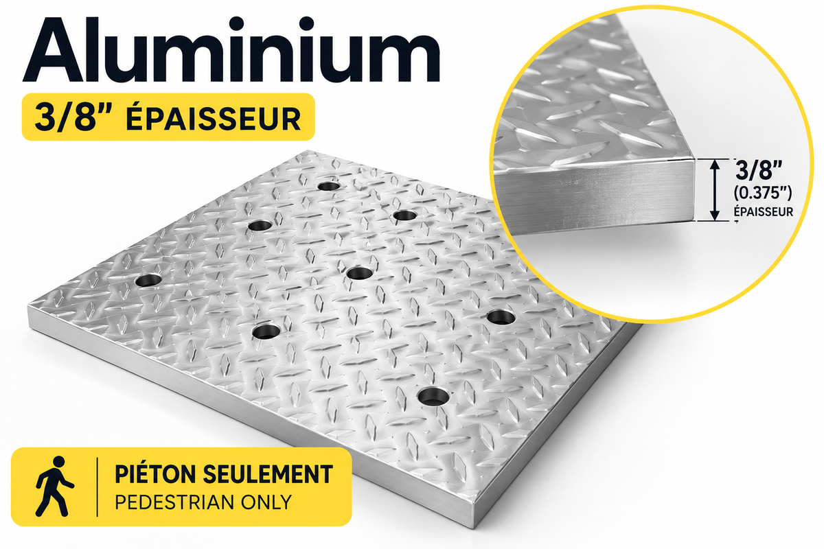 Garage Drain Cover — Checkered Diamond Aluminum (Pedestrian Use)