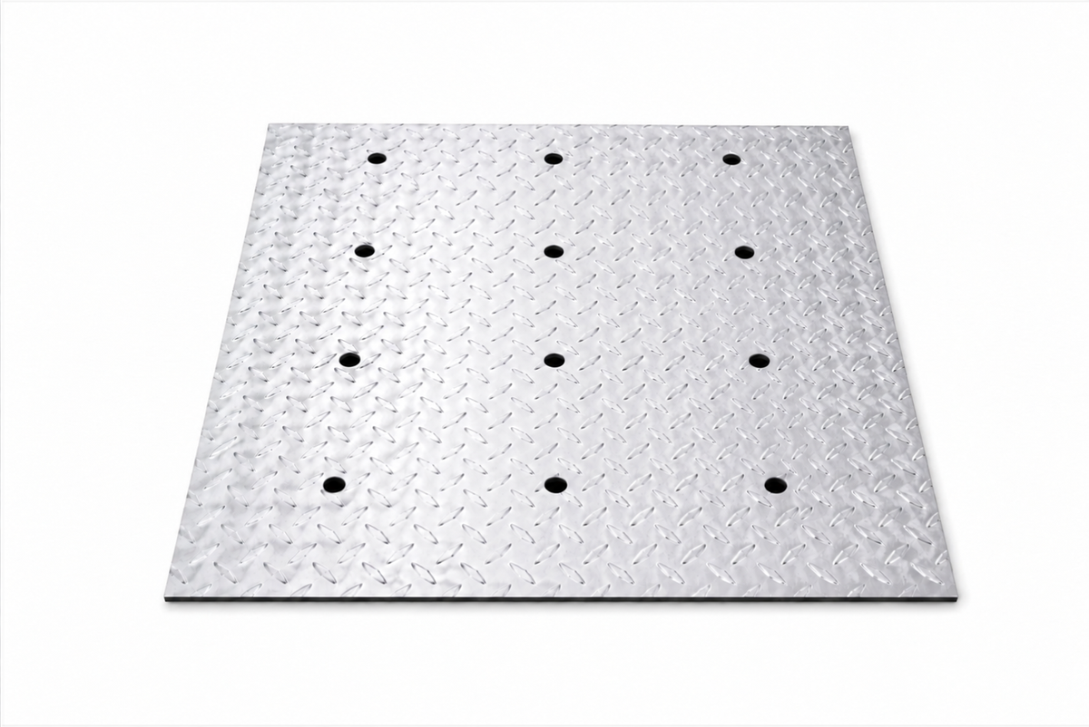 Garage Drain Cover — Checkered Diamond Aluminum (Pedestrian Use)