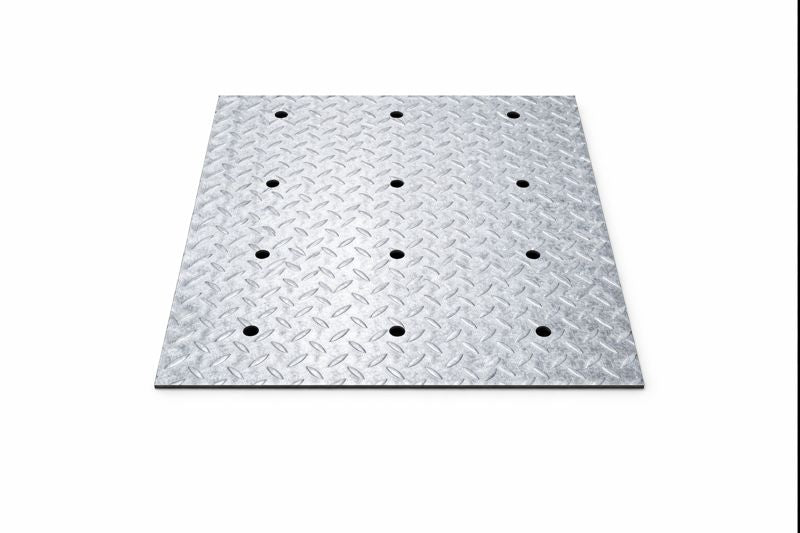 Garage Drain Cover Plates - Checkered Diamond Steel (Custom Size)