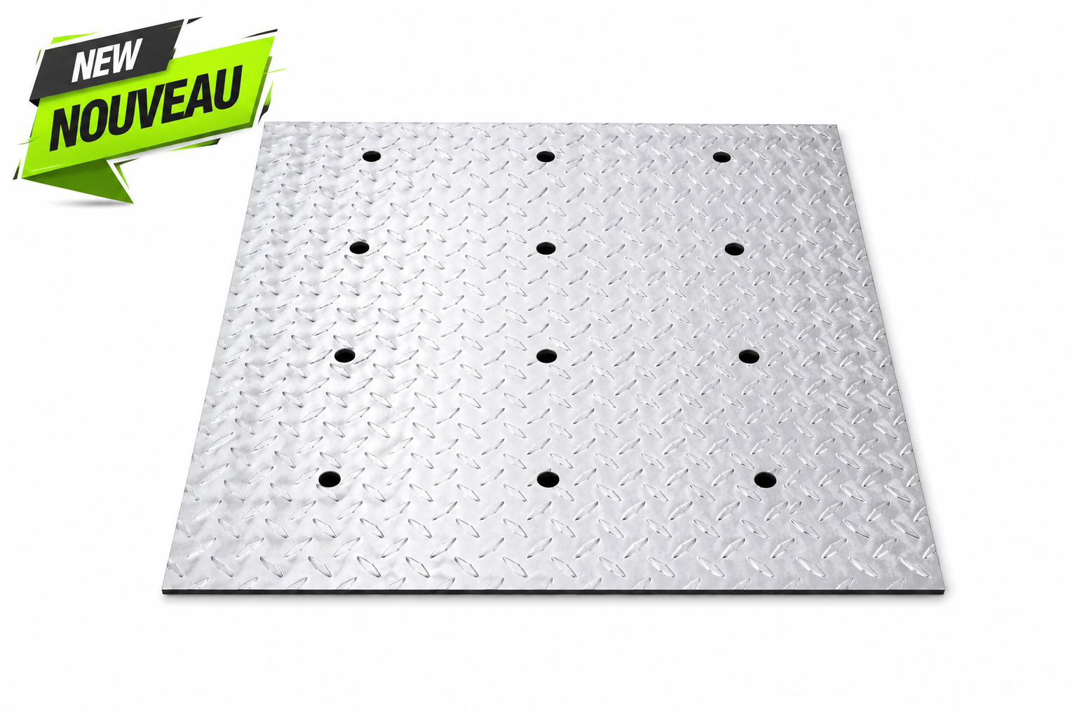 Couvercle de drain de garage en aluminium - Aluminium Diamanté (Usage piétonnier)