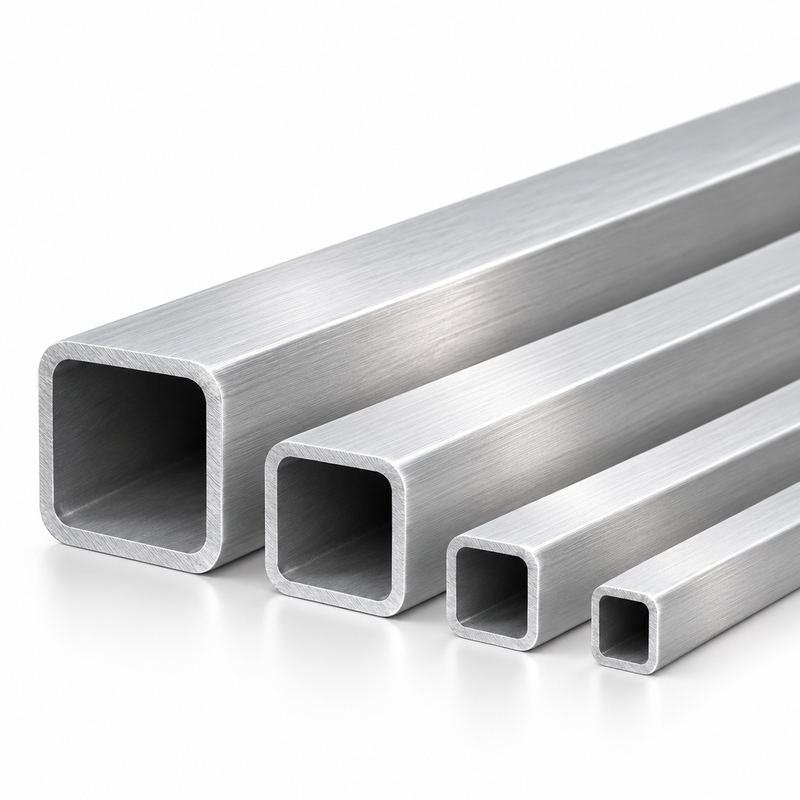 Tubes carrés en aluminium (coins arrondis)